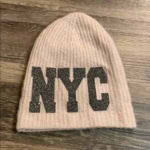 Cashmere beanie hat with NYC sparkling design.